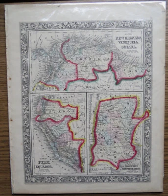 1860 AUGUSTUS MITCHELL MAP of NEW GRENADA VENEZUELA GUIANA PERU EQUADOR ARGENTIN - Image 1 of 4
