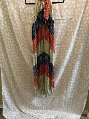 Maxi Vestido Dear Creatures Lunares Rojo Azul Sin Mangas Cuello Alto Fluido Talla XS Foto 1 de 3