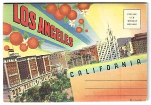Libro vintage de 1940 plegable con vista de postal LOS ANGELES, CALIFORNIA - NUEVO - Imagen 1 de 5