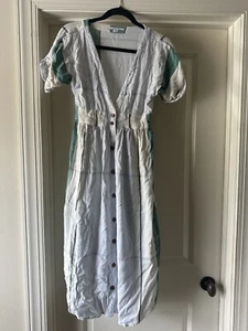 O'Neill Ivory Multicolor Plaid Size Xs Midi Short Sleeve Dress Beauty Cotton - Picture 1 of 8