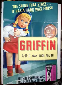 Póster publicitario original vintage Griffin esmalte de zapatos de cera ABC 41 x 27 - Imagen 1 de 9