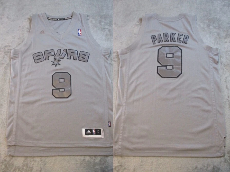Винтажная мужская светоотражающая рубашка SPURS Jersey большая серая San Antonio Adidas 9 Parker - Изображение 1 из 4