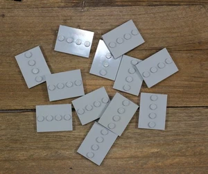 LEGO 17836 Medium Stone Gray Plate 3x4 Modified with 4 Studs in Center Qty 12 - Picture 1 of 2
