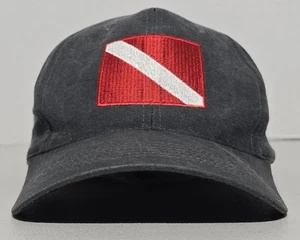 Trident Mens Gray Scuba Diving Flag Strap Back Hat Embroidered Logo - Picture 1 of 8