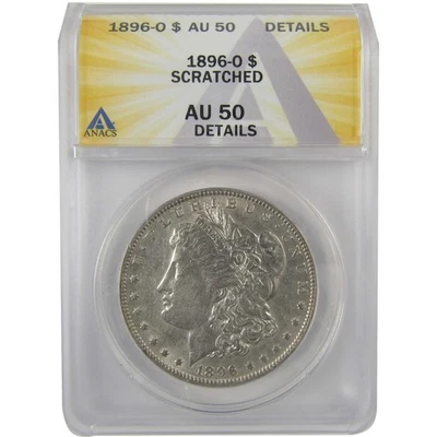 1896 O Morgan Dollar AU 50 Details ANACS Silver $1 Coin SKU:I19006 - Image 1 of 4
