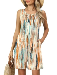 Womens Rompers and Jumpsuits Trendy Pleated Shorts Overall Casual Loose Sleev... - Picture 1 of 6