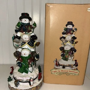 CHRISTMAS TRADITIONS LIGHT UP MUSICAL SNOWMEN W/ORIG BOX - Picture 1 of 8