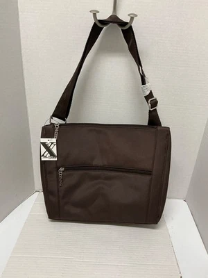 MAXX NEW YORK MICROFIBER  ZIP TOP CROSSBODY BAG PURSE CHOCOLATE BROWN NWT NEW - Image 1 of 4
