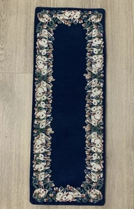 Easter TABLE RUNNER Tapestry Style Rabbits Bunnies Navy Blue 34.5" x 17" - Picture 1 of 8