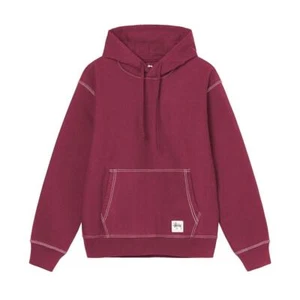 Stussy Contrast Stitch Label Hooded Sweatshirt Berry - Picture 1 of 2