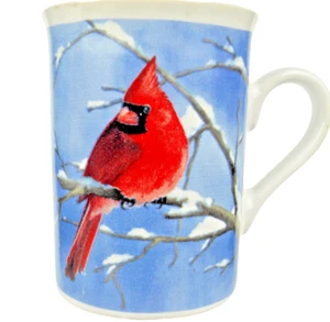 Winter Red Bird Audubon Ceramic 4" Tall Coffee/Tea Mug Vintage Designpac New - Picture 1 of 5