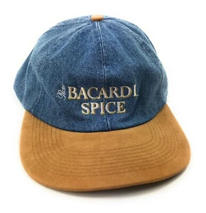 Bacardi Spice Rum Est. 1862 One Size Hat/Cap Adjustable Denim/Tan Suede - Picture 1 of 7