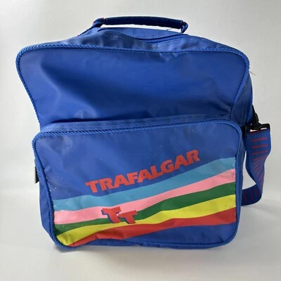 Trafalgar Rainbow Travel Shoulder Carry Messenger Bag Blue Colorful Vintage Tote - Image 1 of 4