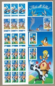 MINT SHEETS 4 DIFFERENT 32-CENT TO 34-CENT LOONEY TUNES IMPERF SHEETS NH - Picture 1 of 2