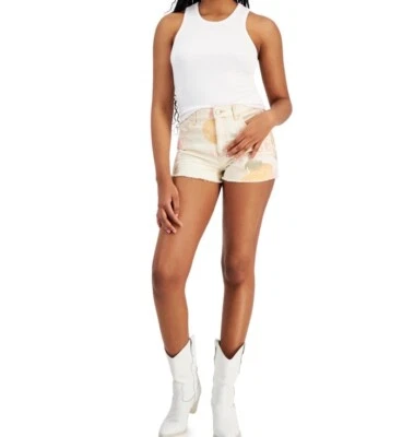 Camiseta sin mangas para mujer GUESS Denise acanalada espalda deportiva en blanco puro talla XS Foto 1 de 4