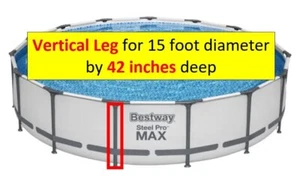 1 NEW Dark Gray Vertical Leg Bestway 15 FT Round x 42 INCH Steel Pro Max Pool - Picture 1 of 6