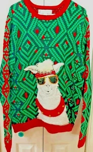 Jolly Ugly süßer Weihnachtspullover Lama Glocken Herren XL Wm. XXL NEUWERTIG! 2 verfügbar - Bild 1 von 7