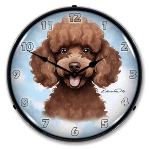 Chocolate Poodle Dog LED Backlit Clock - Picture 1 of 3