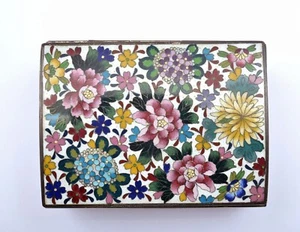 Japanese Cloisonne Enamel Shippo Ando Jubei Floral Music Box - Picture 1 of 8
