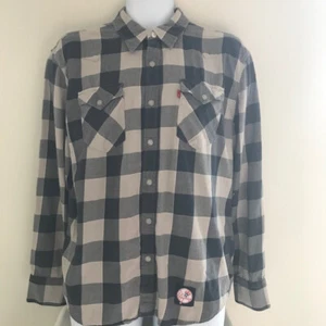 Levi’s New York Yankees MLB Western Plaid Shirt Flannel Blue Gray Men's Size L - Picture 1 of 12
