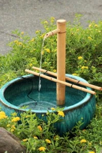 18" BAMBOO Feng Shui Water Fountain Outdoor Japanese Garden Feature - Picture 1 of 4