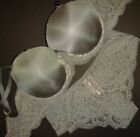 Victoria's Secret 34DDD BRA SET S,M panty taupe GRAY floral lace VERY SEXY Rare!