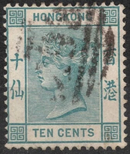SG37 Sn:#43a 10c 1884 HONG KONG Issues of 1882-1902 Queen Victoria , used - Picture 1 of 2