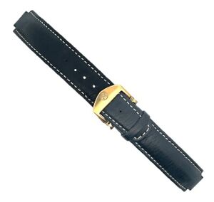 Bracelet de montre homme Movado 19 mm cuir noir boucle dorée