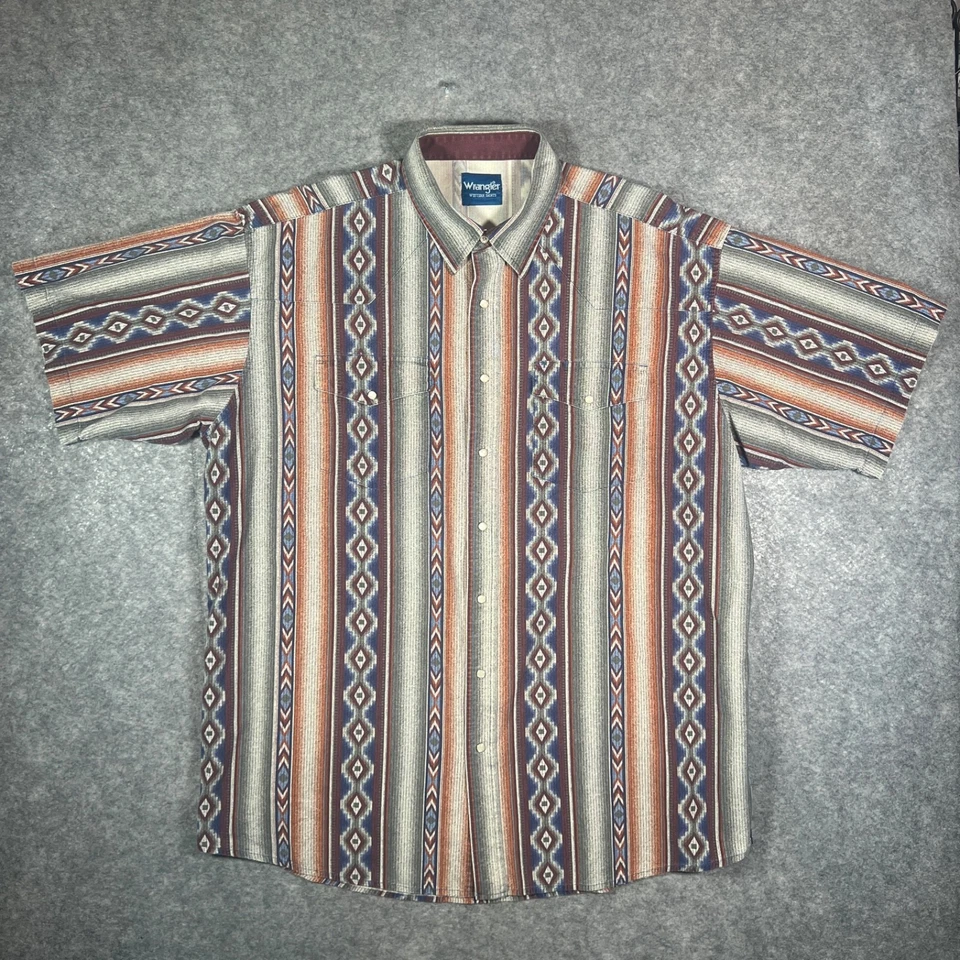 Camisa de Colección Wrangler Para Hombre Brushpopper 3XL Multicolor Perla A Presión Azteca Foto 1 de 4