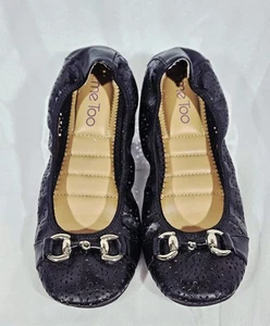 Bailarina de ballet Me Too Lila plana, negra, cuero, talla 6,5 M, perforada, slipon - Imagen 1 de 6