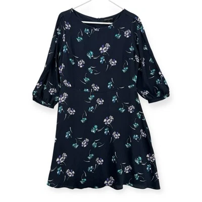 Vestido Banana Republic manga abertura para mujer 10 Petite azul marino floral manga 3/4 Foto 1 de 4