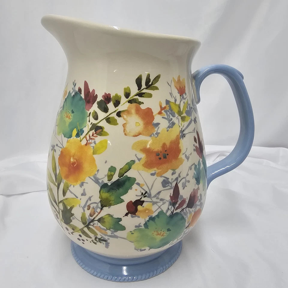 Jarrón jarra grande para servir PIONEER WOMAN sauce floral gres 3,2 cuartos Foto 1 de 4