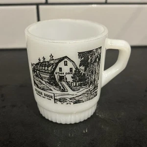 VTG Fire King Anchor Hocking STAGE DOOR Pawling New York Milk Glass Mug - Picture 1 of 9