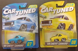 MGA Car Tuned Series #1 Lot Of 2 #07 Blue and #08 Yellow '69 Chevy Camaro's - Picture 1 of 1