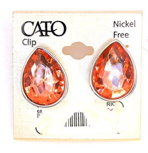 Cato Ohrclips orange Träne silberfarben - Bild 1 von 2