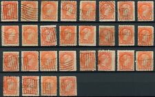 Canada #37 & 41 3c Small Queen, Variety of Shades and Flag Cancels (28 stamps)