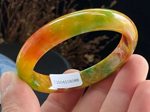 Bracciale Braccialetto Giada Birmana Rosso Giallo Certificato Naturale GradoA 54MM088 - Foto 1 di 6