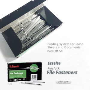 Esselte Ringlock File Fasteners 50 Pack Manila Fastener Binding GIFT15 TO LOC01 - Picture 1 of 5