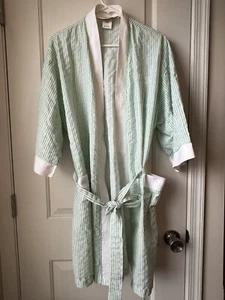 Vintage Signature II Stan Herman Green White Robe Size Medium - Picture 1 of 10