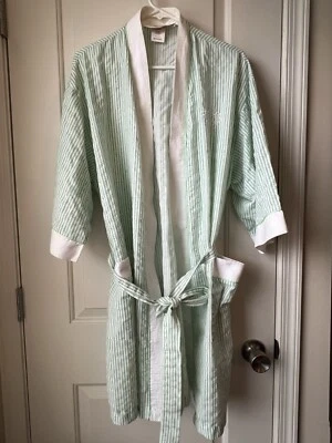 Roupão Vintage Signature II Stan Herman Verde Branco Tamanho Médio - Imagem 1 de 4