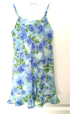 Vestido Floral Marca Ciruela Niñas Sin Mangas Primavera Periwinkle Azul Verde Talla 7 Foto 1 de 4