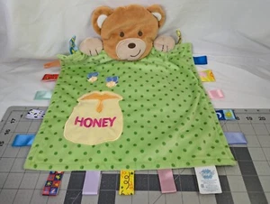 Taggies Honey Pot Bear Baby Plush Lovey Green Polka Dot Stuffed Animal Toy - Picture 1 of 7