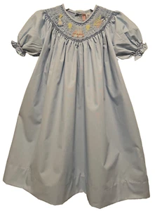 VESTIDO BISHOP CALADO A MANO Niñas Talla 4 - Azul Claro con Bordado CUMPLEAÑOS - ¡Nuevo! - Imagen 1 de 8