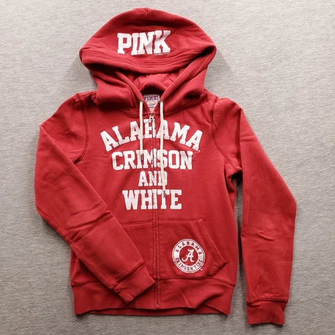 Alabama Crimson Tide Victorias Secret PINK Womens M Red Full Zip Up Hoodie Cover