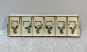 Pier 1 Imports Wine Glass Charms set of 6 colorful Wine Glass Drink Paisley - Picture 1 of 14