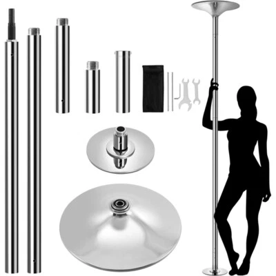 Poste de baile estático giratorio profesional Stripper Pole 45 mm, plateado Foto 1 de 4