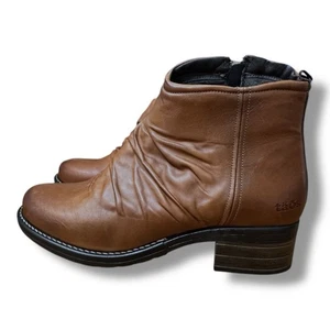Taos Ravelle Cognac Leather Brown Zip Boot Faux Fur Women’s Size EU 40 US 9-9.5 - Picture 1 of 11