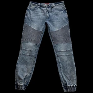 Pantalones de chándal Guess Los Angeles para hombre motociclista lavado ácido denim talla 34x30 #199 - Imagen 1 de 10