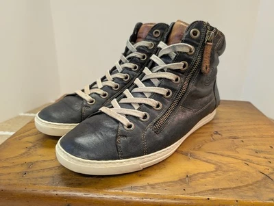 Zapatillas altas Paul Green 8 de cuero negro y tostado Foto 1 de 4
