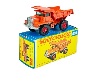 Matchbox Lesney No. 28 BPW Red Hub Mack Dump Truck w/ F Box - Picture 1 of 13
